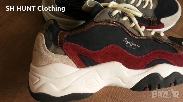 Pepe Jeans Sloane Camu Sneakers PLS31278 Black 999 Размер EUR 40 / UK 7 дамски естест. кожа 152-13-S, снимка 4 - Маратонки - 52666787