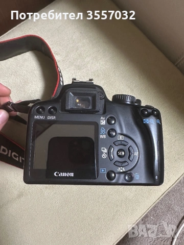 Фотоапарат Canon eos 1000D + обектив 35-80 мм + 3 батерии, снимка 6 - Фотоапарати - 53215321