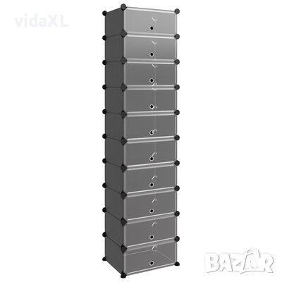 vidaXL Етажерка за обувки, черна, 44x32x174 см, PP(SKU:340560, снимка 1 - Други - 46322759