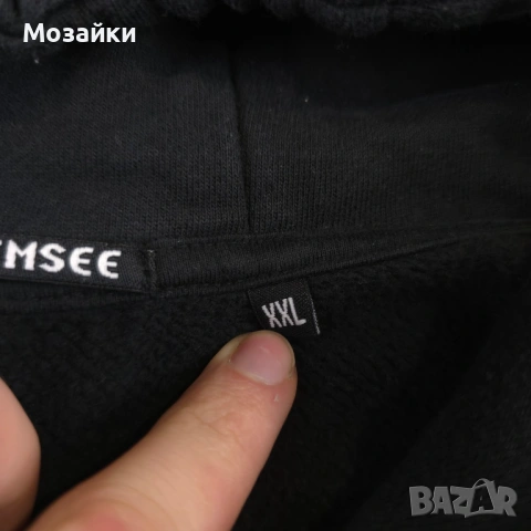 Chiemsee Hoodie XXL органичен памук, като ново, черен с тюркоазен принт, снимка 10 - Суичъри - 53596182