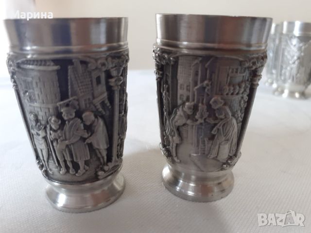 Немски чаши  2 бр. за ракия  от калай Antik *  Vintage, снимка 4 - Антикварни и старинни предмети - 45344895