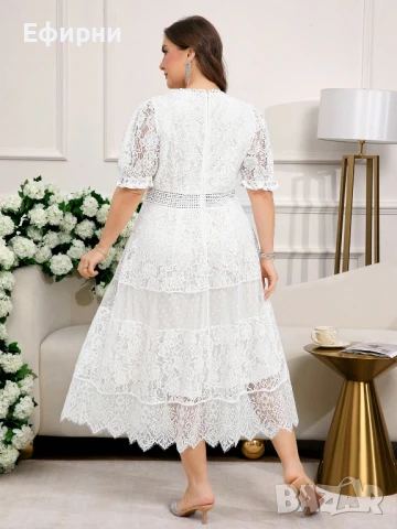 Дълга бяла рокля, Бяла рокля, Бяла дантелена рокля, снимка 3 - Рокли - 50764959