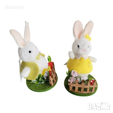 6511 Великденска декорация Зайче в градинка, 12 см, снимка 5 - Декорация за дома - 53957172