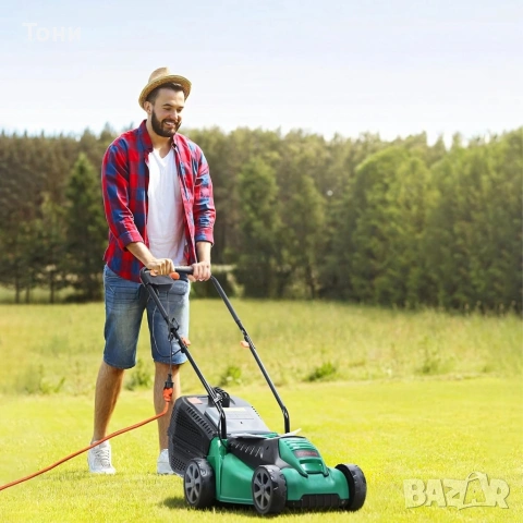 Електрическа косачка за трева 1600W – Лека и мощна, 32 см ширина, 30L кош, 3 нива на косене, снимка 2 - Градинска техника - 53941888