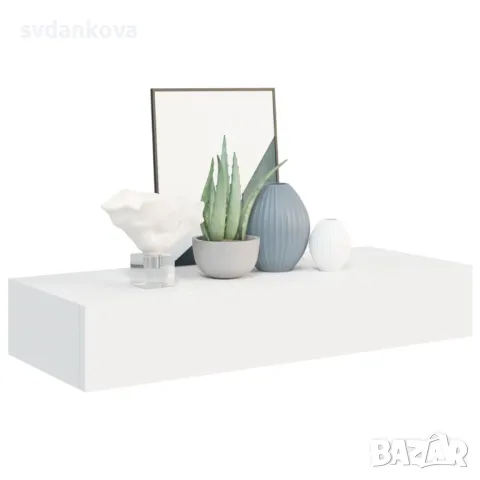 СТЕНЕН РАФТ С ЧЕКМЕДЖЕ, БЯЛ, 60X23,5X10 СМ, МДФ, снимка 1