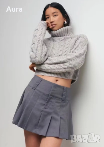 Grey pleated skirt, снимка 5 - Поли - 51779996