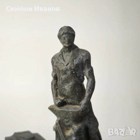 Стара комунистическа мастилница с фигура на работник ковач #6122, снимка 3 - Антикварни и старинни предмети - 51202796
