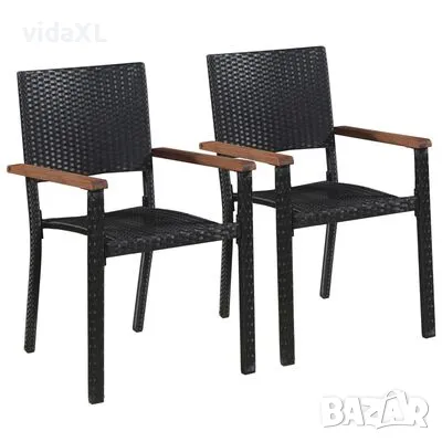 vidaXL Външни столове, 2 бр, полиратан, черни(SKU:43937), снимка 1 - Столове - 48450560