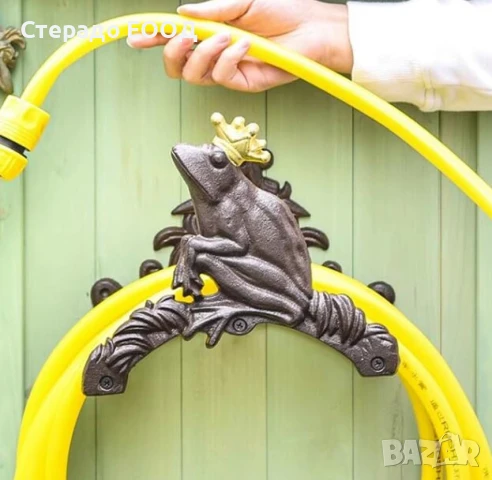 СТЕННА ЧУГУНЕНА СТОЙКА ЗА МАРКУЧ - ЖАБА С КОРОНА, снимка 3 - Напояване - 50989782
