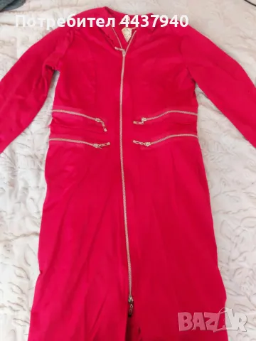 Дълга червена рокля с ципове XL р-р, снимка 3 - Рокли - 50193482