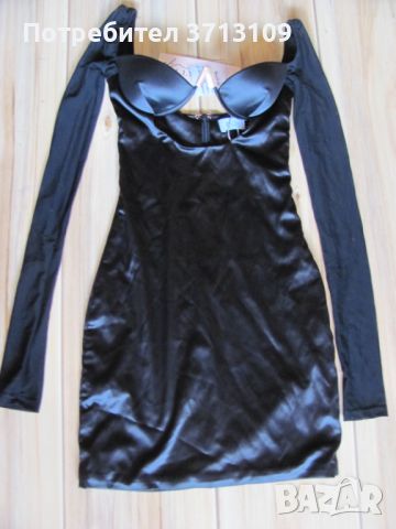 Нова с етикет черна рокля-сатен Oh Polly размер XS, снимка 1 - Рокли - 45904485