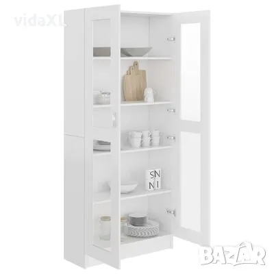 vidaXL Шкаф витрина, бял, 82,5x30,5x185,5 см, ПДЧ(SKU:802768）, снимка 2 - Шкафове - 48035957