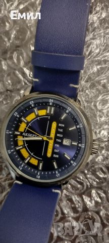 2164-1 Мъжки часовник AKSEPT с кожена синя каишка

