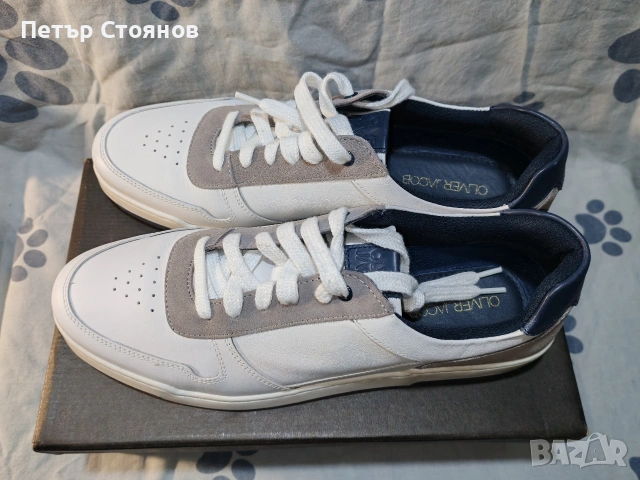 Мъжки сникърси от естествена кожа Oliver Jacob №45, снимка 5 - Спортно елегантни обувки - 53793427