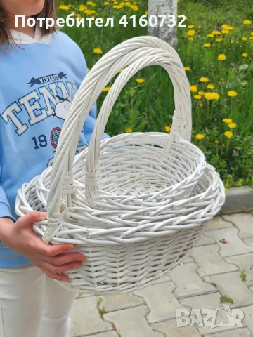 Плетена бяла и кафява  овална кошница, кошници за декорация,  подаръчни кошници, снимка 5 - Други - 46900030