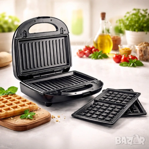 Уред за сандвичи и гофрети 2в1 Muhler MH-899D. , снимка 2 - Други стоки за дома - 54223475