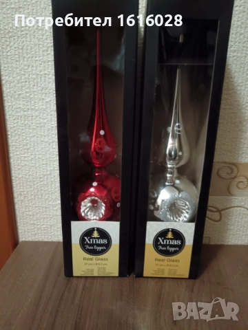 Коледен стъклен връх за елха. 