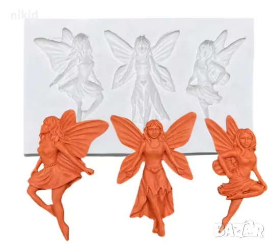 3 големи феи фея пеперуди силиконов молд форма за декорация торта фондан шоколад и др, снимка 2 - Форми - 18088841