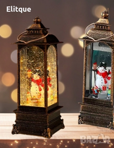 Коледна декоративна лампа със снежен човек в сребристо, снимка 4 - Декорация за дома - 52840905