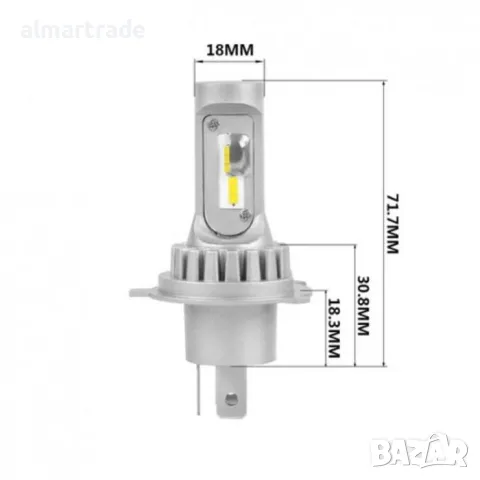 Диодни крушки H4, H1 - 13w 1500lm 2бр/к-т, снимка 1 - Аксесоари и консумативи - 47717406