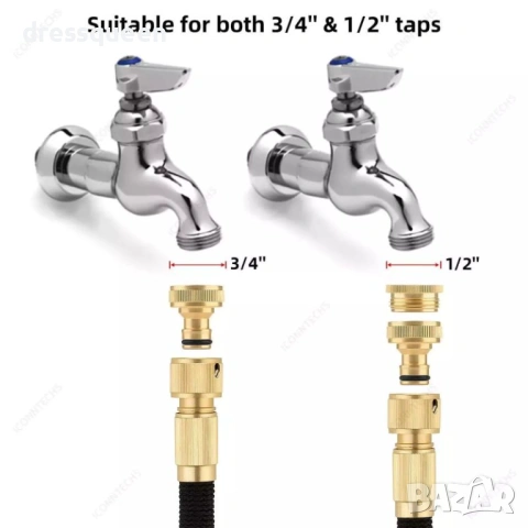 4520 Градински маркуч 15м с адаптер 1/2" и бързи връзки 3/4" – Пълен комплект, снимка 9 - Напояване - 53878014