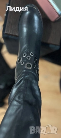 Дамски черни високи ботуши с ток MatStar, снимка 4 - Дамски ботуши - 53375876
