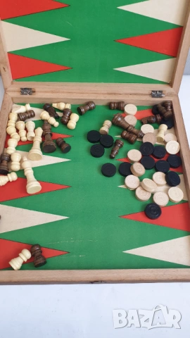 Стар шах,табла и дама, снимка 3 - Антикварни и старинни предмети - 53747271