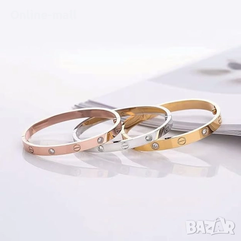 Луксозна гривна Cartier LOVE + отвертка златна, сребърна, розово злато, снимка 8 - Гривни - 52424360