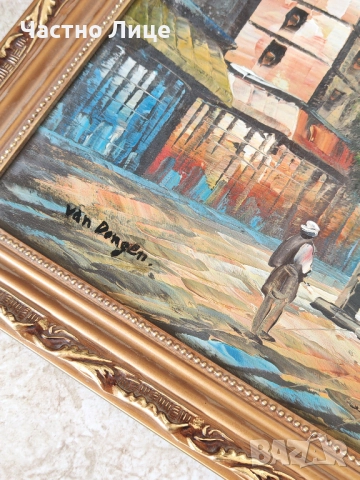 Прекрасна Стара Картина Маслени Бои Платно на Нидерландския Художник Ван Донген, снимка 3 - Антикварни и старинни предмети - 51624589