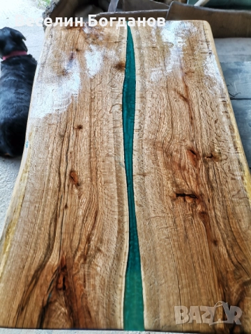 Плот за Маса изработен от червен дъб и епоксидна смола , снимка 4 - Маси - 52693489