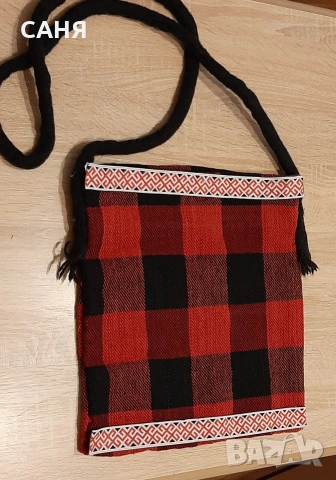 Нова торбичка от автентичен, ръчно тъкан плат,с дълга дръжка, снимка 2 - Декорация за дома - 53116484