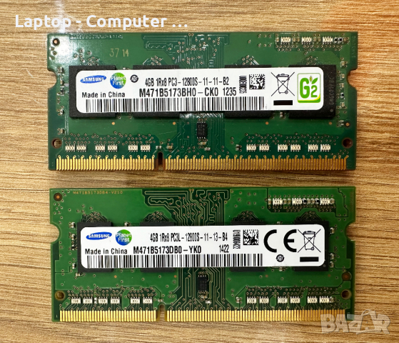 Рам памети за лаптоп Samsung 2x4GB 8GB DDR3 1600MHz , снимка 1 - RAM памет - 44979670