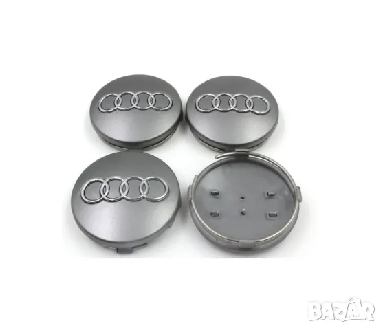 Комплект 4 капачки за джанти Audi 60мм – Сиви с хромирано лого, снимка 2 - Аксесоари и консумативи - 49917640