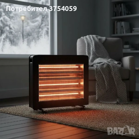 Отоплителна печка Rosberg R51972E с 4 кварцови реотана, 2400W – бързо, ефективно и безопасно отоплен, снимка 4 - Отоплителни печки - 53153784