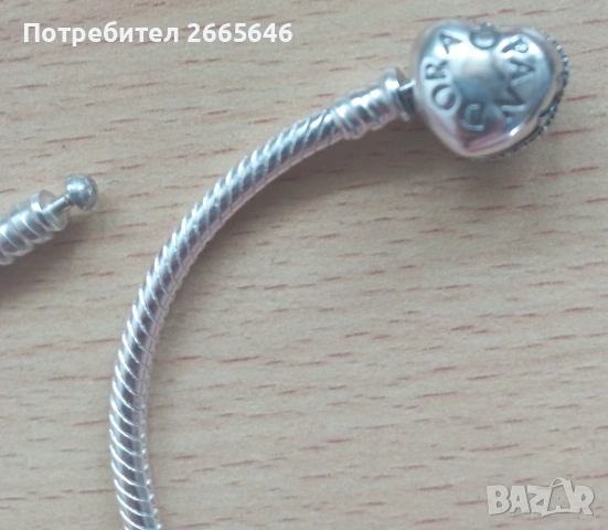 Сребърна гривна тип Pandora, сребро 925, 19 см, снимка 3 - Колиета, медальони, синджири - 53054216