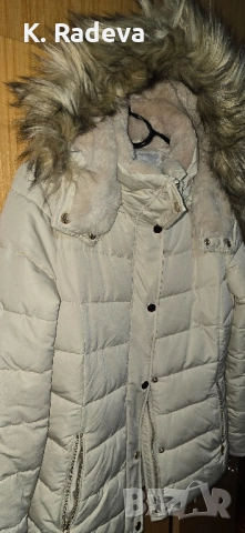 Зимно късо яке с подвижна качулка с пух, Страдивариус, снимка 9 - Якета - 52356110
