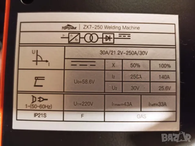 Електрожен инверторен IGBT до 250A, снимка 3 - Други инструменти - 48614900