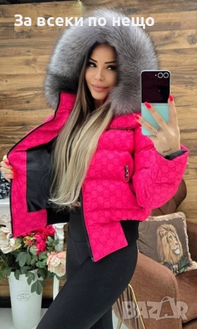Gucci Дамско Зимно Яке С Естествен Пух На Качулката Гучи - Налични Различни Цветове Код W.S.O.20, снимка 5 - Якета - 52569468