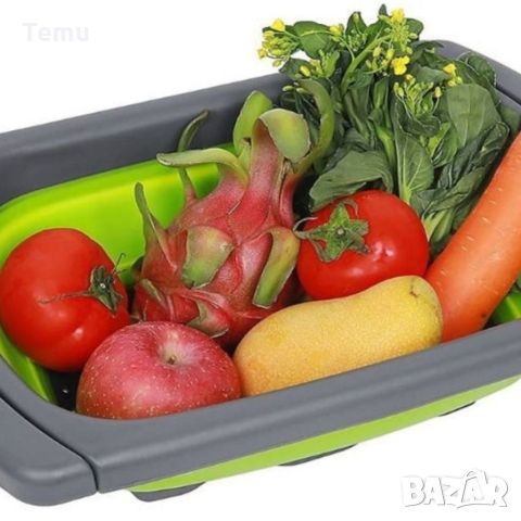 Сгъваема правоъгълна кошница за измиване и изцеждане на плодове и зеленчуци / Размери на решетъчната, снимка 4 - Аксесоари за кухня - 45690916
