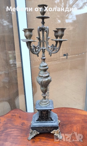 двойка големи бронзови свещници, снимка 2 - Антикварни и старинни предмети - 52984229