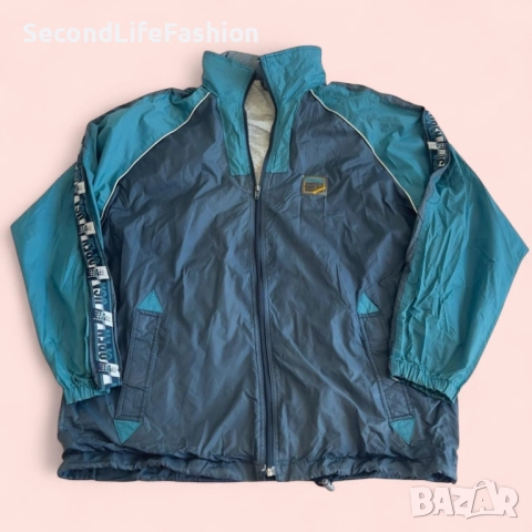 BRUGI Винтидж мъжко зелено яке с цип и подплата, размер L, USA Open.