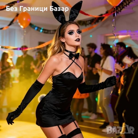 Нов Женски зайче косплей комплект 9 части уши опашка маншети ръкавици, снимка 2 - Други - 53679183