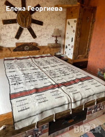 Тъкан килим(кувертюра) 100 % козя вълна. , снимка 9 - Антикварни и старинни предмети - 51246576