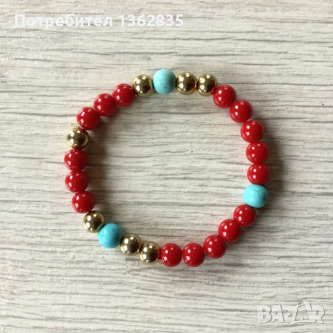 НОВА оригинална дубайска червена гривна от скъпоценен камък от Дубай, снимка 2 - Други - 51415192