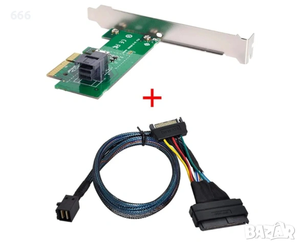 PCI-E 3.0 4.0 към SFF-8643 адаптер за карта и U.2 U2 SFF-8639 NVME PCIe SSD кабел за дънна платка , снимка 2 - Друга електроника - 53237130