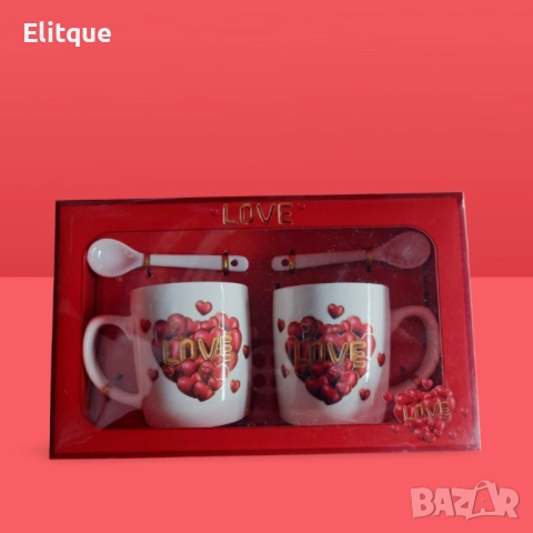 Комплект за двама с 2 порцеланови чаши и 2 лъжички, за изискано изживяване на вкуса, снимка 2 - Други - 52894844