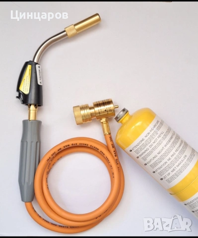 Горелка с пиезо, маркуч 1.4м, мап газ темп. над 2100 градуса Целзий. Топене, спояване, подгряване , снимка 2 - Други машини и части - 53557145