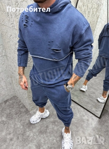 Мъжки спортен син екип със дупки, снимка 6 - Спортни дрехи, екипи - 52939906