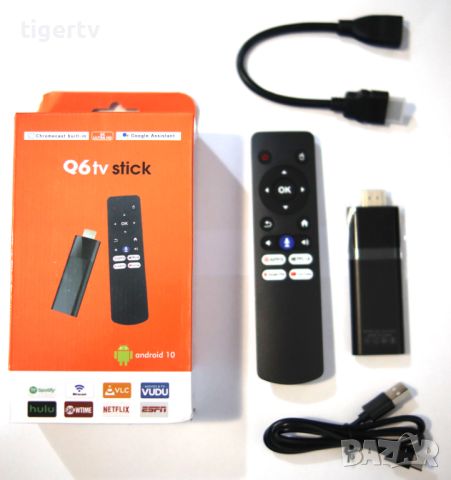 TV Box Stick Q6 Android TV, дистанционно гласово управление 4K 60Hz стик, снимка 8 - Плейъри, домашно кино, прожектори - 28839058