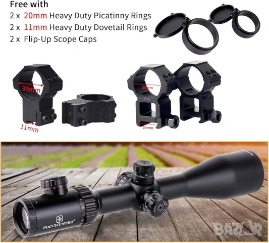 Оптика FOCUHUNTER 4-24x50 SF, оптически прицел с подсветка и монтажи, снимка 6 - Оборудване и аксесоари за оръжия - 53382406